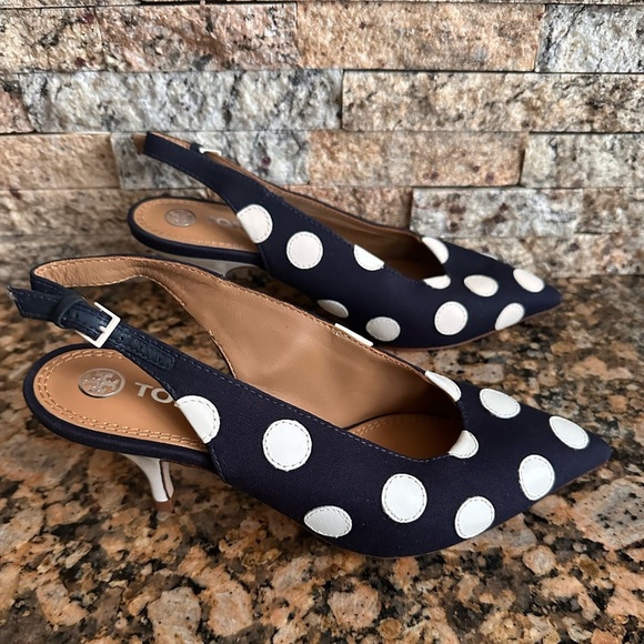 Tory Burch Sling Back Pump Spencer Navy - Picture 3 of 8